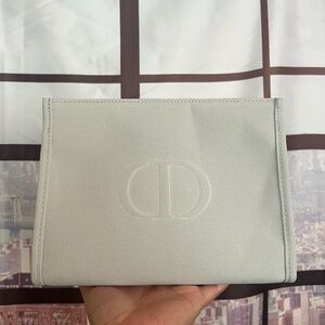 NWT Christian Dior Logo Light Baby Blue Makeup Cosmetics Bag Box fair condition